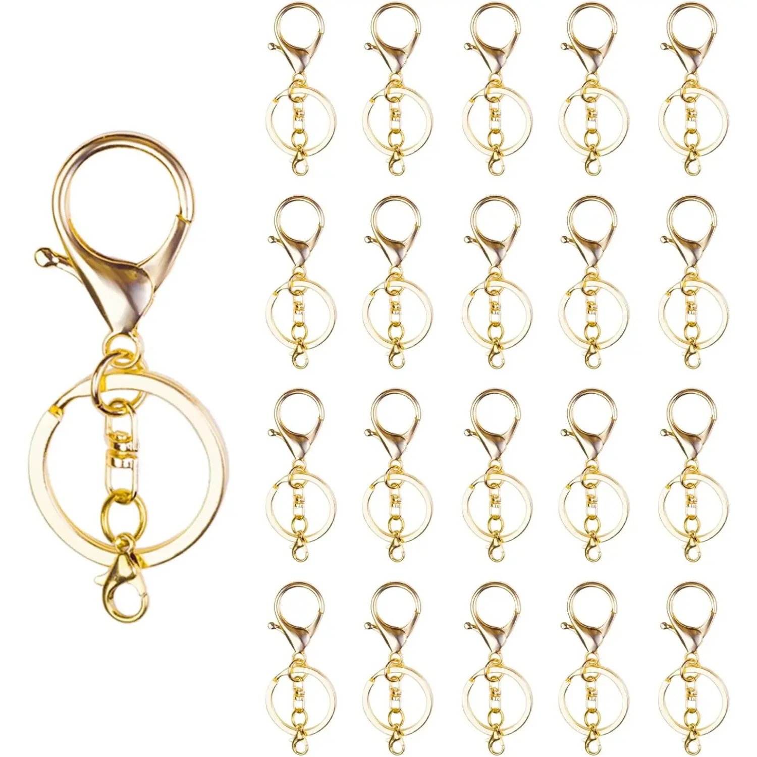 20pcs(golden) Zinc Lightweight Durable Swivel Lanyard Snap Hooks with Key Rings, Lobster Claw Clasps for Keychains, Jewelry Making - Home Improvement Building Supplies