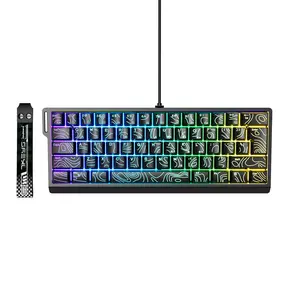 7KEYS Wired 60% Gaming Keyboard, Mini 61-Key with Lanyard, RGB Backlit Compact Portable Keyboard, 25-Key Anti-Ghosting, Compatible with PC, Mac, and Laptop (Black Outline Keycaps)
