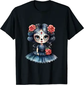 Dia de los Muertos Floral Catrina Sugar Skull Mexican T-Shirt - Nicolekhach Shop 50B0DF516953
