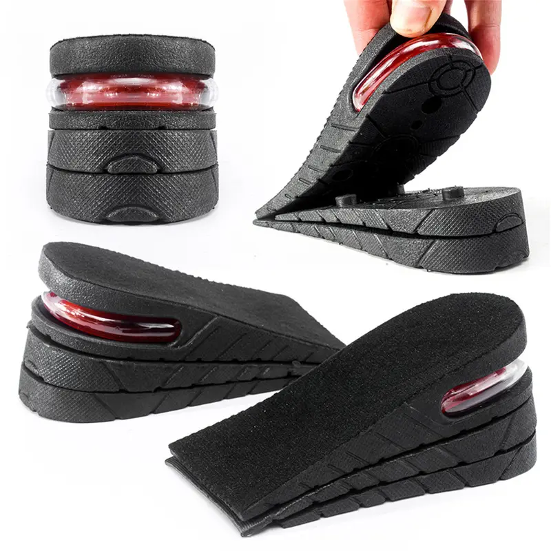 Men's Booster Insoles - Height Boosters, 3-Layer EVA Cushioned, Fiber Material, Lightweight Air Cushion, Adjustable Height, Breathable, Removable Elevating Insoles & Heel Liners for Sneakers, Rubber Shoes