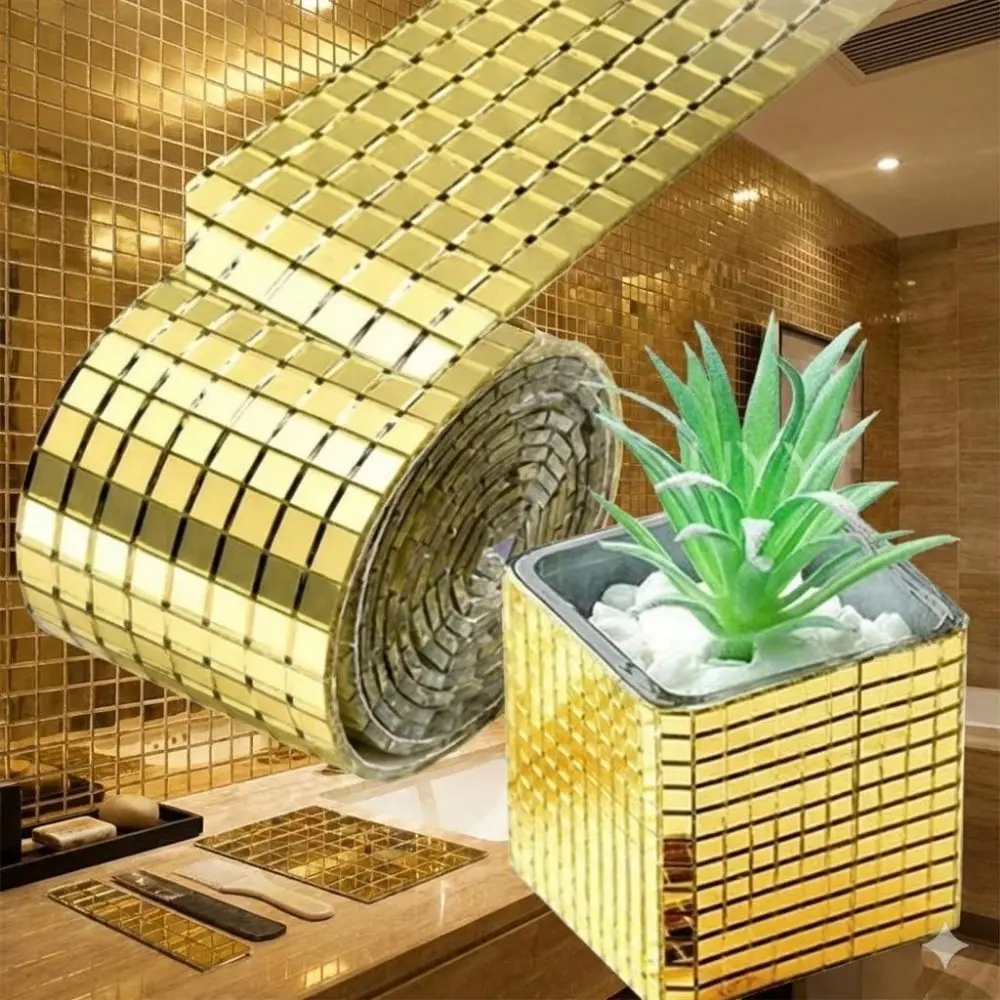 Glitter Wall Decals for Home Makeover, Removable Self-Adhesive Peel and Stick Tiles, DIY Wallpaper for Party Decor and Furniture Update, Multiple Sizes, Easy Renovation Tool, Decorative Wallpaper