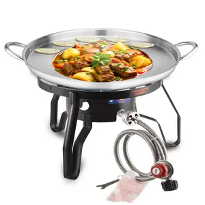 ARC 23" Heavy Duty Stainless Steel Concave Discada Disc Cooker Cazo and 55000BTU Propane Burner Camping Stove,Great Comal para Tacos Tortillas Maker,Outdoor Gas Stove Burner Cooker for Cooking