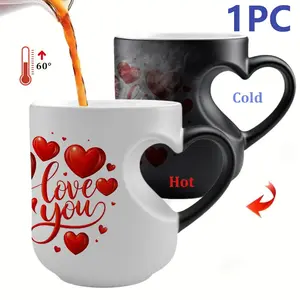 1 Pc 'Love You' Magical Color-Changing Mug with Heart-Shaped Handle, 11 oz Unique Heart Design with Red Heart Pattern, Heated Gradient Mug, Perfect Gift for Mother's Day and Valentine's Day