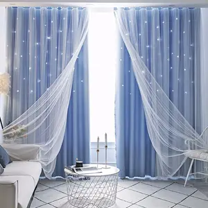 Double Layer Mesh Curtain, 1 Count Modern Simple Lace Curtain, Window Curtain for Home Living Room Bedroom Decor, Home Decoration Curtain