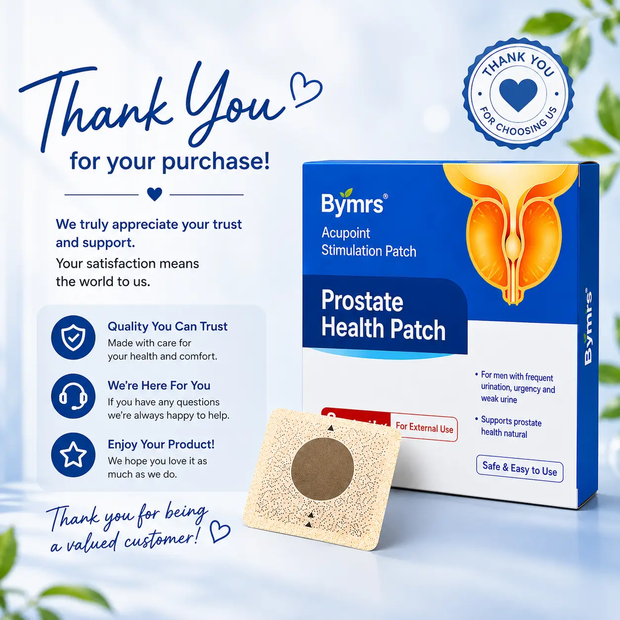 Bymrs Men’s Prostate Patch —— electronic virtual voucher, electronic after-sales support, expedited shipping, faster production, faster delivery, official logistics (purchase does not include extra gifts).