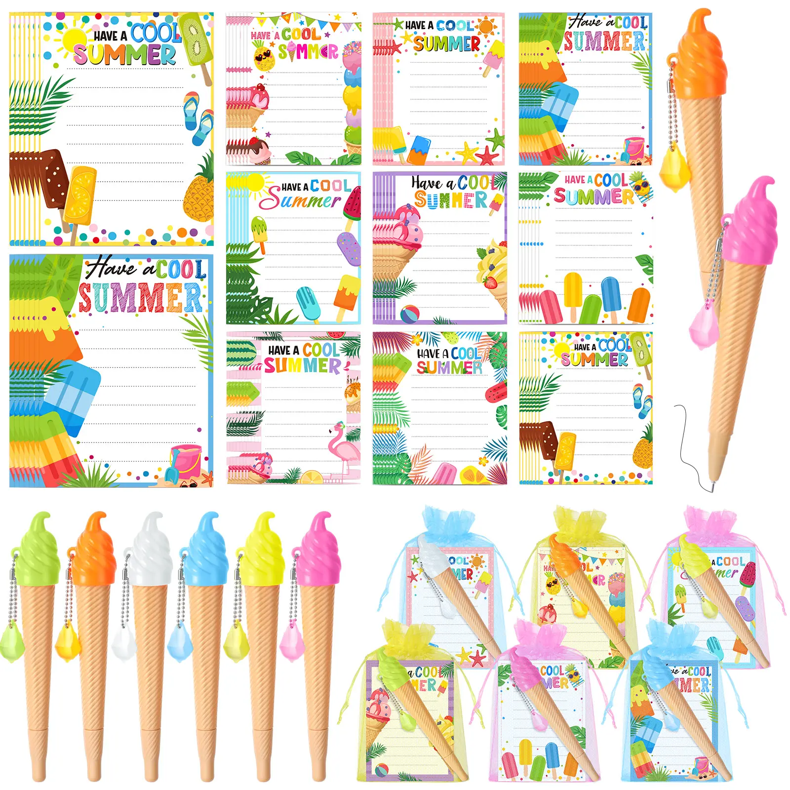 27 Pack Ice Cream Pens with Sticky Notes