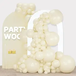 PartyWoo Beige Balloons 140pcs Different Sizes of 18 12 10 5 Inch Cream Ivory Balloon Arch Kit Garland for Wedding Bridal Graduation Baby Shower Easter Birthday Tea Boho Party Decorations White-Q08