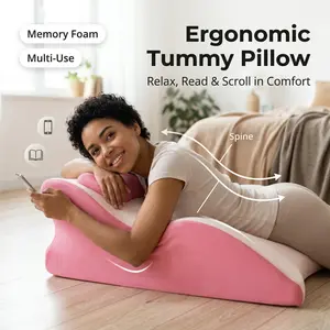 Ergonomic Tummy Pillow for Phone & Reading – Memory Foam Stomach Pillow for Comfortable Lying & Relaxing