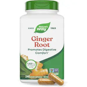 Ginger Root Capsules 1100mg Digestive Comfort Supplement for Motion Sickness Nausea Support Vegan Non GMO 240 Count