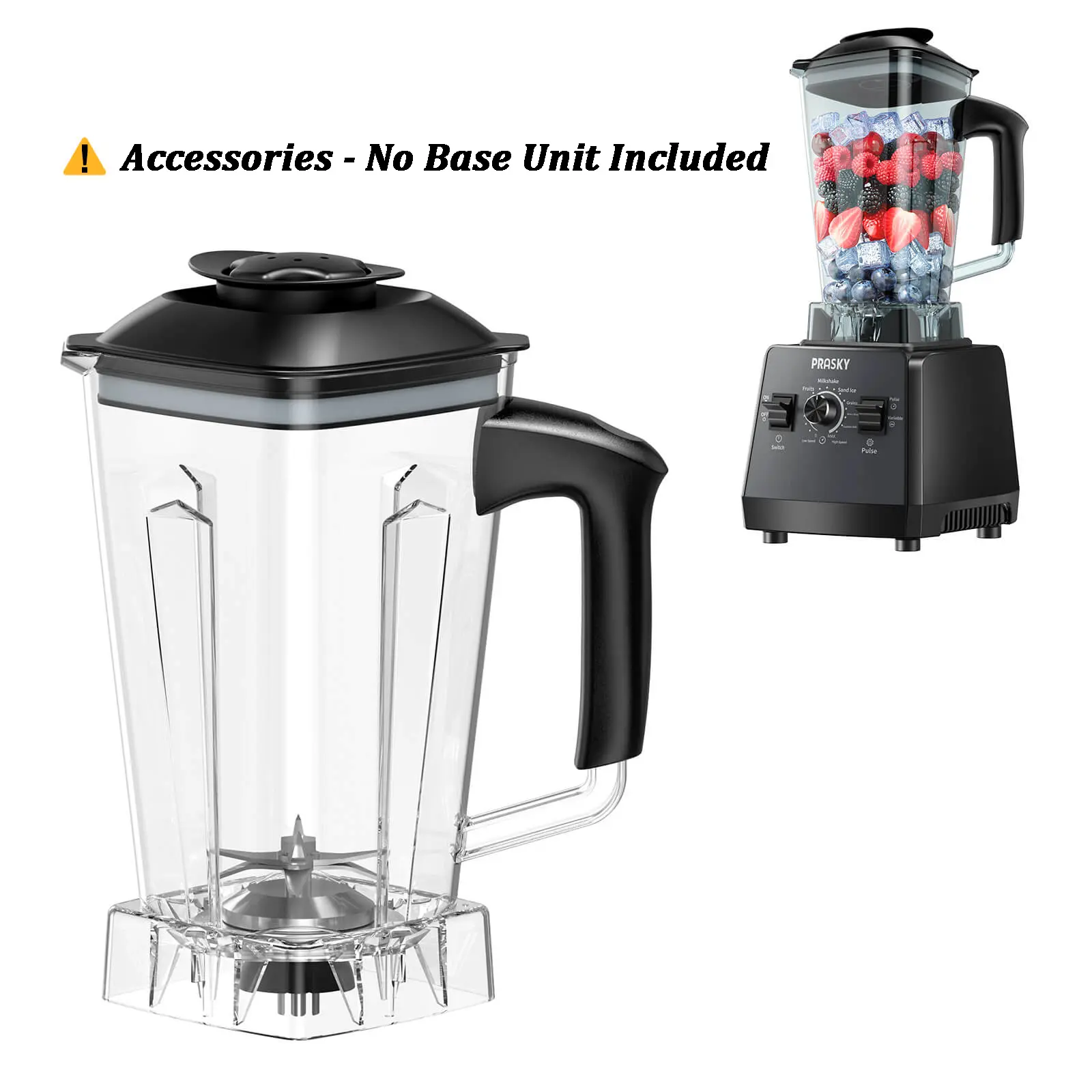 Accessories - PRASKY Professional Blender Cup Accessories - Dry Grinder & Liquid Blender Containers, BPA Free for Coffee/Spices/Smoothies Replacement Parts Spare