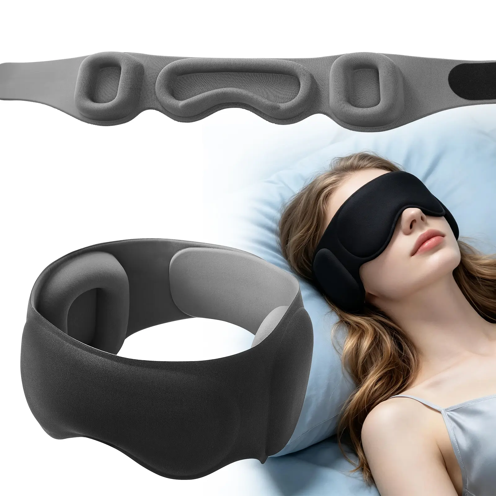 Fismool 3D Contoured Sleep Mask - 100% Blackout, Soundproof, Anti-Snoring Eye Mask for Improved Sleep Quality soundproof sleep mask,,noise cancelling eye mask