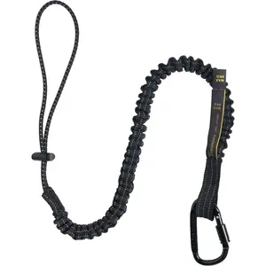 Safety Tether Lanyard Tool - Fall Protection Retractable Lanyard with Single Aluminum Screw Lock Carabiner Metal Buckle Adjustable Loop End Maximum Weight Limit 17.6lb