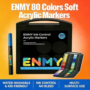 ENMY Ink Control Acrylic Marker Pens, 80 Vibrant Colors, Water-Based Ink, Precision Tip for Detailed Artwork, Ideal for Painting, Drawing, Card Making, Scrapbooking, and DIY Crafts, Premium Art Supplies Set