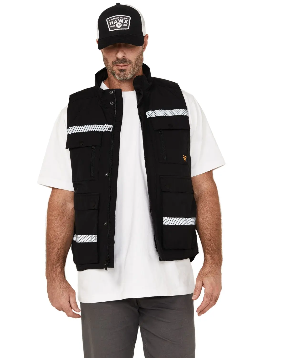 Hawx Men's Men'S Reflective Insulated Canvas Work Vest - Hxfa24v51-Blk
