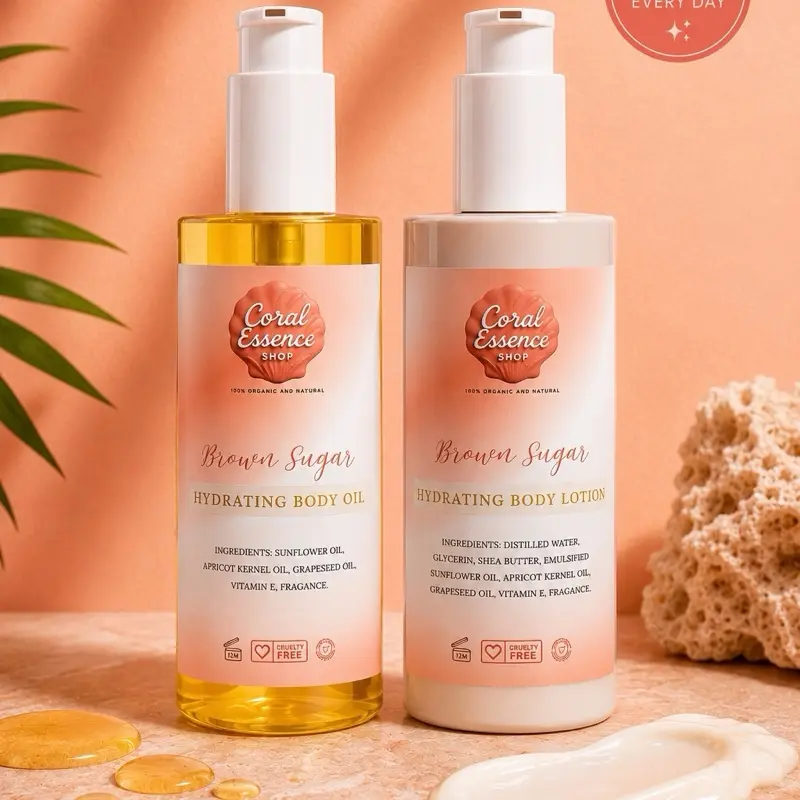 Coral Essence Duos Body Care Duo - Sunflower Oil Infused Hydrating Body Lotion & Oil Set for Dry Skin Repair - Natural Ingredients for Soft Smooth Skin