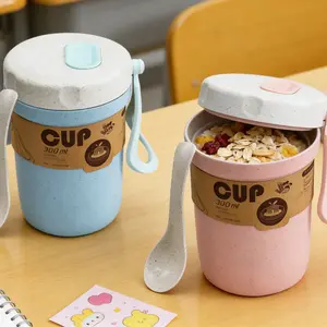 SITAKEYFMHK Tired of cold breakfasts?These 2PCS wheat straw soup cups hold 300ml, are safe for the microwave, and come with handy spoons.Lightweight and leak-resistant, great for porridge, soup, and snacks on outdoor trips or workdays🥣