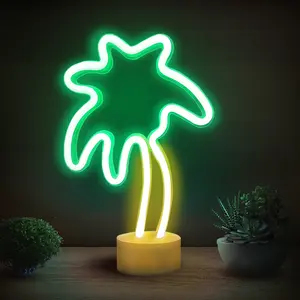 Palm Tree Lights Neon Signs - Coconut Tree LED Light for Bedroom, Desktop, Tabletop Decor - Battery/USB Powered Led Light