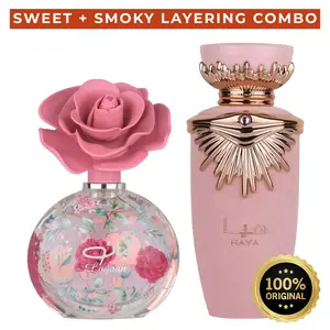 Lattafa Haya & Layaan Eau de Parfum Duo Pack - Unisex Floral Rose EDP Perfume Spray, Beauty & Personal Care Women's Fragrance Multi-Pack
