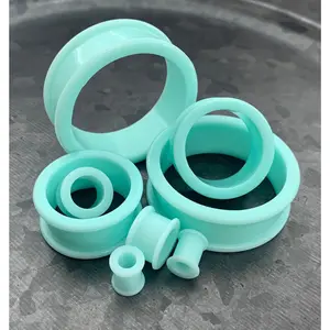 PAIR of Unique Teal Silicone Double Flare Tunnels - Gauges 2g (6mm) up to 2" (51mm)