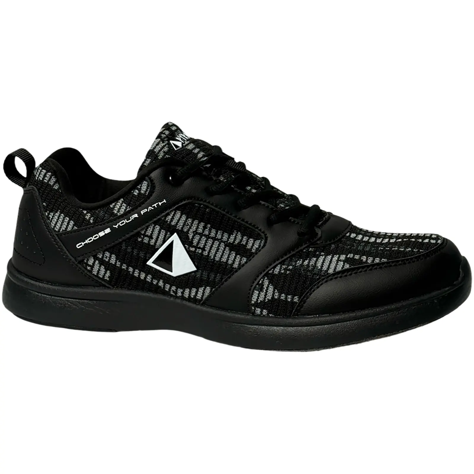 Men's Pyramid Path Lite Hybrid Bowling Shoes - Black/Digital Grey, Mesh/PU Material, Universal Hand Design, Various Sizes