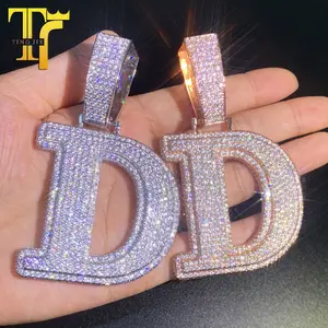 2026 S1C Men's Hip-Hop Style Moissanite & Moissanite-Embellished Initial/Digit Pendant Necklace - Light Luxury Fashion Jewelry for Casual & Formal Wear, Hip Hop Necklace, Encrusted with Stones