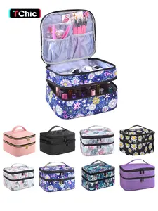 Nail Polish Organizer- Holds 30 Bottles Nail Supply Organizers and Storage Double-layer Nail Bag Organizer Case Nail varnish Organizer Nail Polish Storage Bag with Handle Makeup Storage Bag