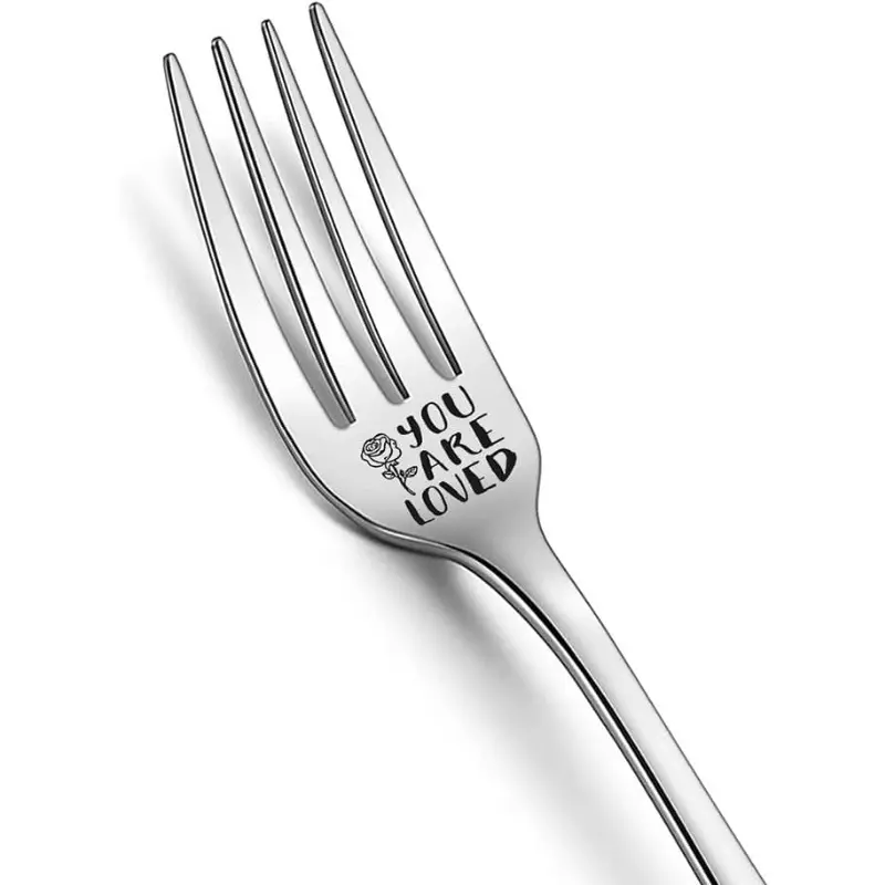 Engraved Couples' Fork, Stainless Steel Romantic Gift, Dishwasher Safe, Ideal for Weddings Anniversaries Birthdays & More