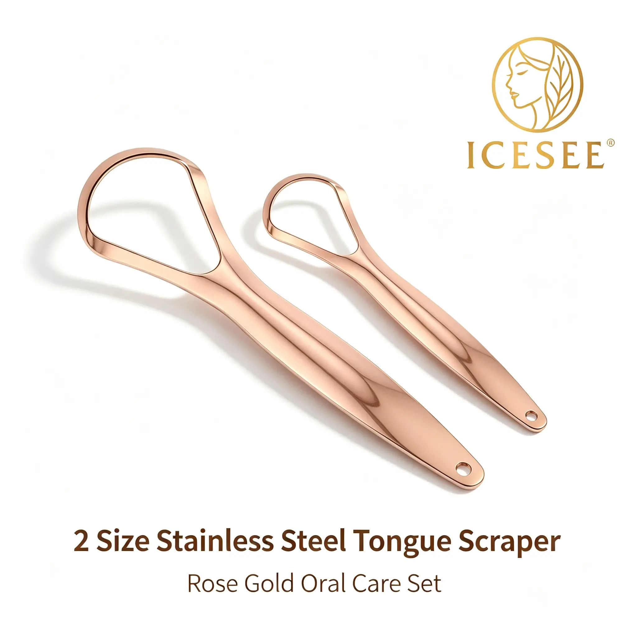 ICESEE 2-Pack Lightweight Unscented Stainless Steel Tongue Scraper - Medical-Grade 420 Stainless Steel Oral Care, Mouth Care Tool for Cleansing, Fresh Breath - Father's Day Gift, Two Pieces