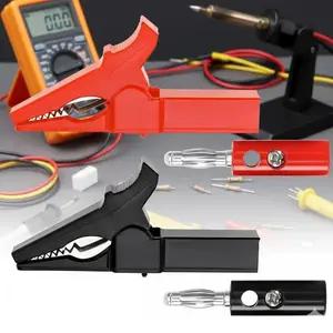 Professional 55mm Crocodile Clamp Set with Banana Plugs, Alligator Test Leads, Heavy Duty Spring Jaws, Copper Conductors, Insulated Multimeter Probes for Circuit Electrical Testing