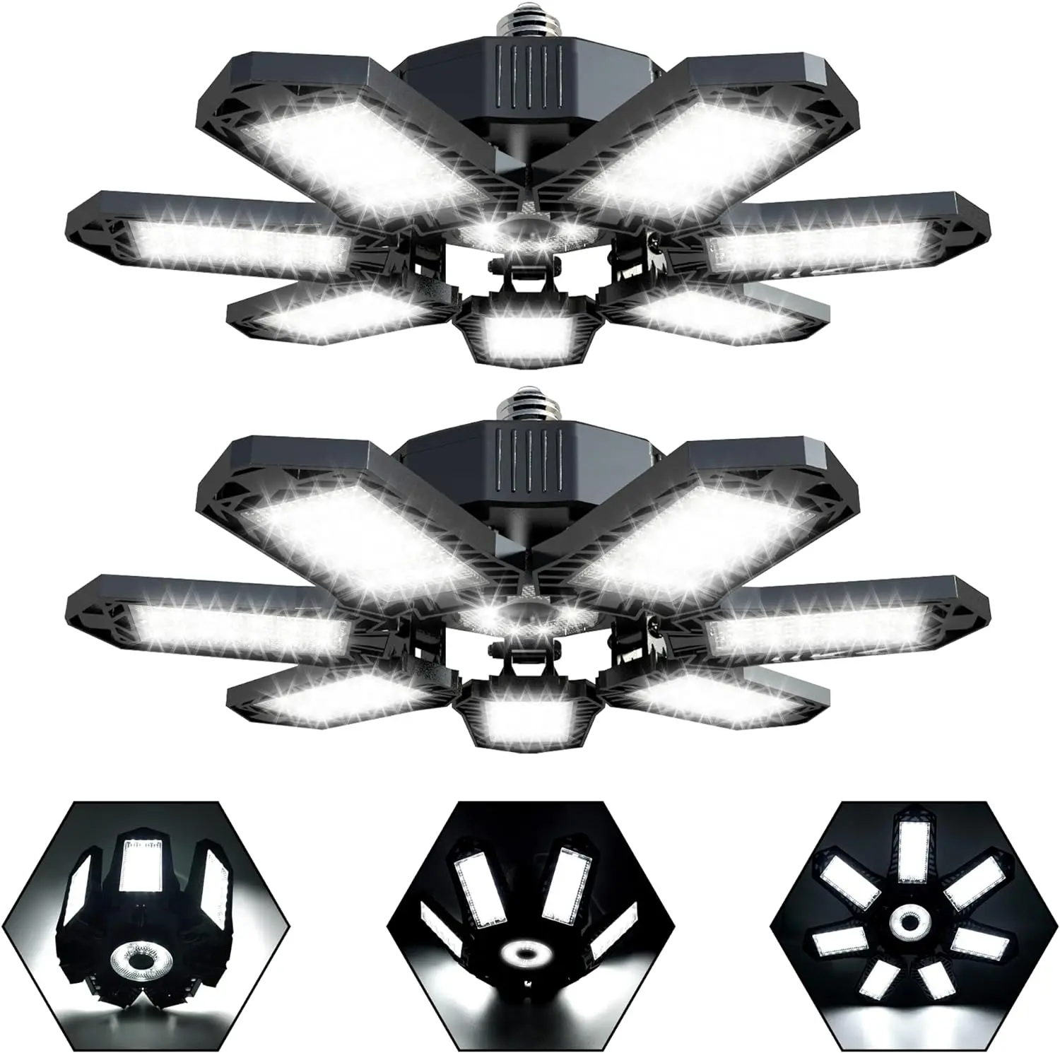 【BackToSchool】LED Garage Light 600W 60000LM Convertible Bright Store Ceiling Bulb, E26/E27 6500k Garage Lighting for Barn, Warehouse, Garage
