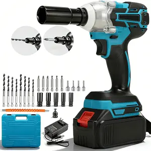 1/2 Cordless Impact Wrench,3-In-1 High Torque Impact Gun ,5 Impact Sockets,8 Drills,10 Screws And Tool Case,Impact Tools For Car Lug Nuts