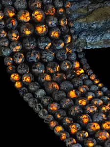 Flame Yooperlite Stone Beads for Jewelry Making, DIY Bracelets, Shows Flame Color Under UV Lamps, Loose Beads for Crafting, Decorative Beads