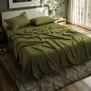 HTA Bamboo Sheets Set – Cooling Breathable, 15" Deep Pocket, Hotel Luxury Soft & Smooth, Wrinkle/Fade Resistant, 3/4 Piece, Skin Friendly Gift