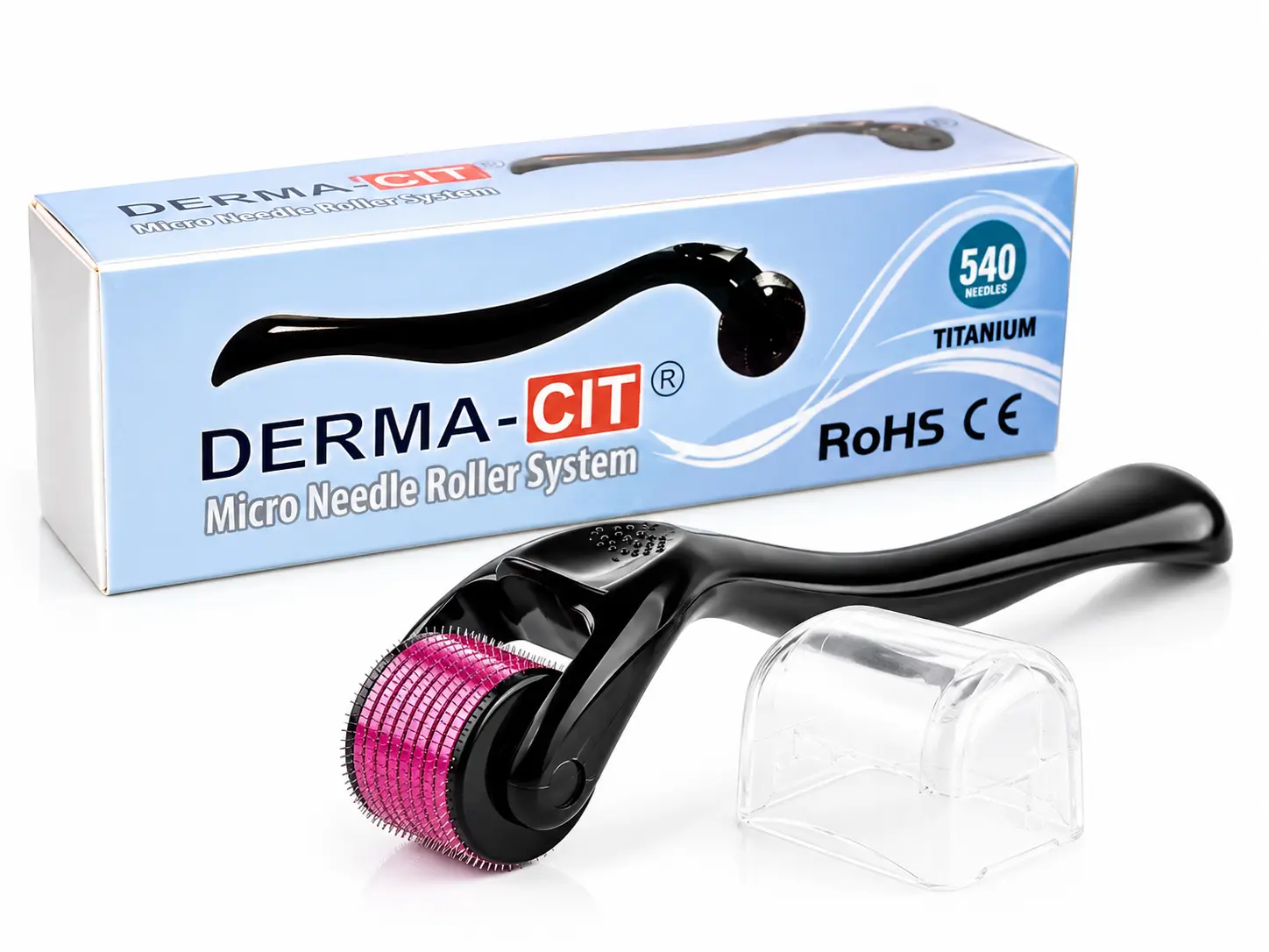 Compact 0.5mm Black Derma Roller, Microneedle Skincare Tool for Face, Hair & Beard Use by Men & Women