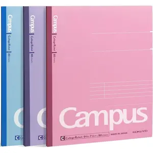 Composition Notebooks, 3 Pack Campus 9-3/4" x 7-1/2" Comp Book with College Ruled, 80 Sheets, Pink Blue Lavender School Lined Notebook Journal for Work Study Note Taking (WSG-NO-308CG1×3)