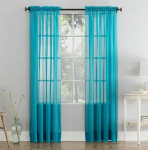 Sheer Voile Curtain Panel, 1 Panel, Turquoise, 59 W x 84 L