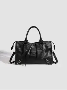 Women's Fashion Rivet Decorated PU Leather Handbag, Large Capacity Handbag, Casual Versatile Shoulder Bag with Adjustable Strap, Trendy All-match Crossbody Bag for Daily Life, Casual Handbag Satchel, Elegant Commuter Bag