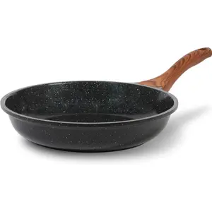 Nonstick Ceramic Frying Pan Skillet, Non-Toxic Egg Omelette Kitchen Cooking Pans Compatible with All Stovetops (Gas, Electric & Induction), PTFE & PFOA Free (Black, 8'')