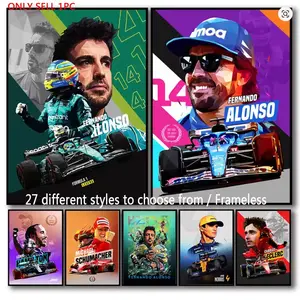 1pc Unframed Pop Sports F1 Legend Racing Poster Aesthetic Artistic Schumacher Formula 1 Racer Helmet Canvas Print Wall Art Home Driver Room Decor (27 Style Options)