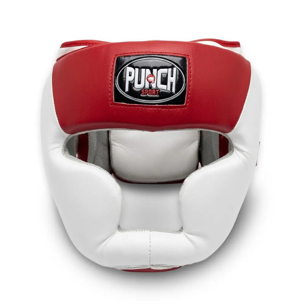 PUNCH SPORT Boxing Headgear with Cheek Protection, Adjustable MMA & Kickboxing Sparring Helmet, Triple Layer EVA Padding, PU Leather