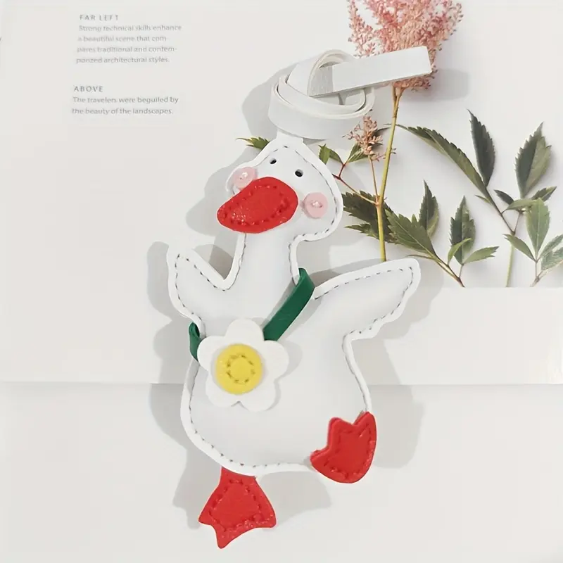 Cute Duck Bag Charm, Handmade PU Leather Keychain, Keychain For Bags, -Footed Kawaii Little Duck, Women's Handbag Decoration, Birthday Gift