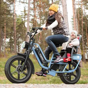 Dual Battery 1000W Ebike W1 160 Miles Long Range Cargo Ebike With 48V 60AH Battery 20" x 4" Fat Tire