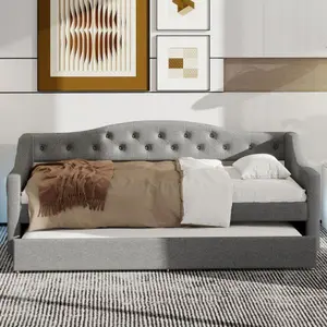 Bellemave    Daybed with LED Belt and Trundle, 2-in-1 Daybed with Trundle: Sleep + Lounge in oneLuxury tufted daybed that fits EVERY space Guest-ready daybed with hidden trundle (saves SO much space) From couch to guest bed in seconds — no assembly stress