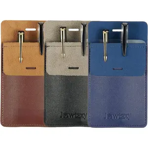 Pocket Protector, 3 count Leather Pocket Pen Holder Organizer Pouch for Shirts Lab Coats Pants Pen Sleeve - Multi-Purpose Pen Pocket Holds Pens Pointers Pencils and Notes Card (Brown, Black,Blue)