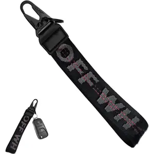 Car Keychain, Fabric Wrist Lanyard Keychain with Key Ring, Stylish Car Accessories for Keys, Wallets, Bags and Jeans Decoration (Black)