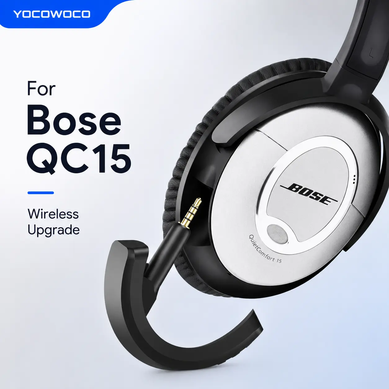 aptX Wireless Bluetooth 5.0 Adapter for Bose QuietComfort QC 15 with Mic/Volume Control, Black