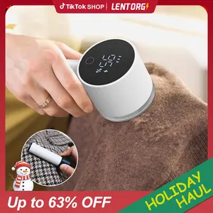 Lentorgi Fabric Shaver, 2 in 1 Rechargeable Sweater Shaver and Lint Roller, Magnetic Cap, Digital Display, 3 Speeds, 2 Extra Blades, Fuzz and Pilling Remover for Clothing Furniture Couch
