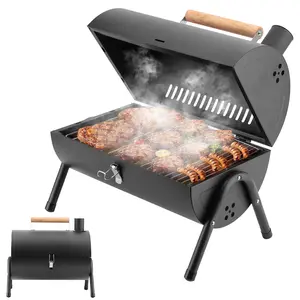Adjustable Portable Charcoal Grill Multi-functional Metal Small BBQ Smoker for Outdoor Hiking Picnic