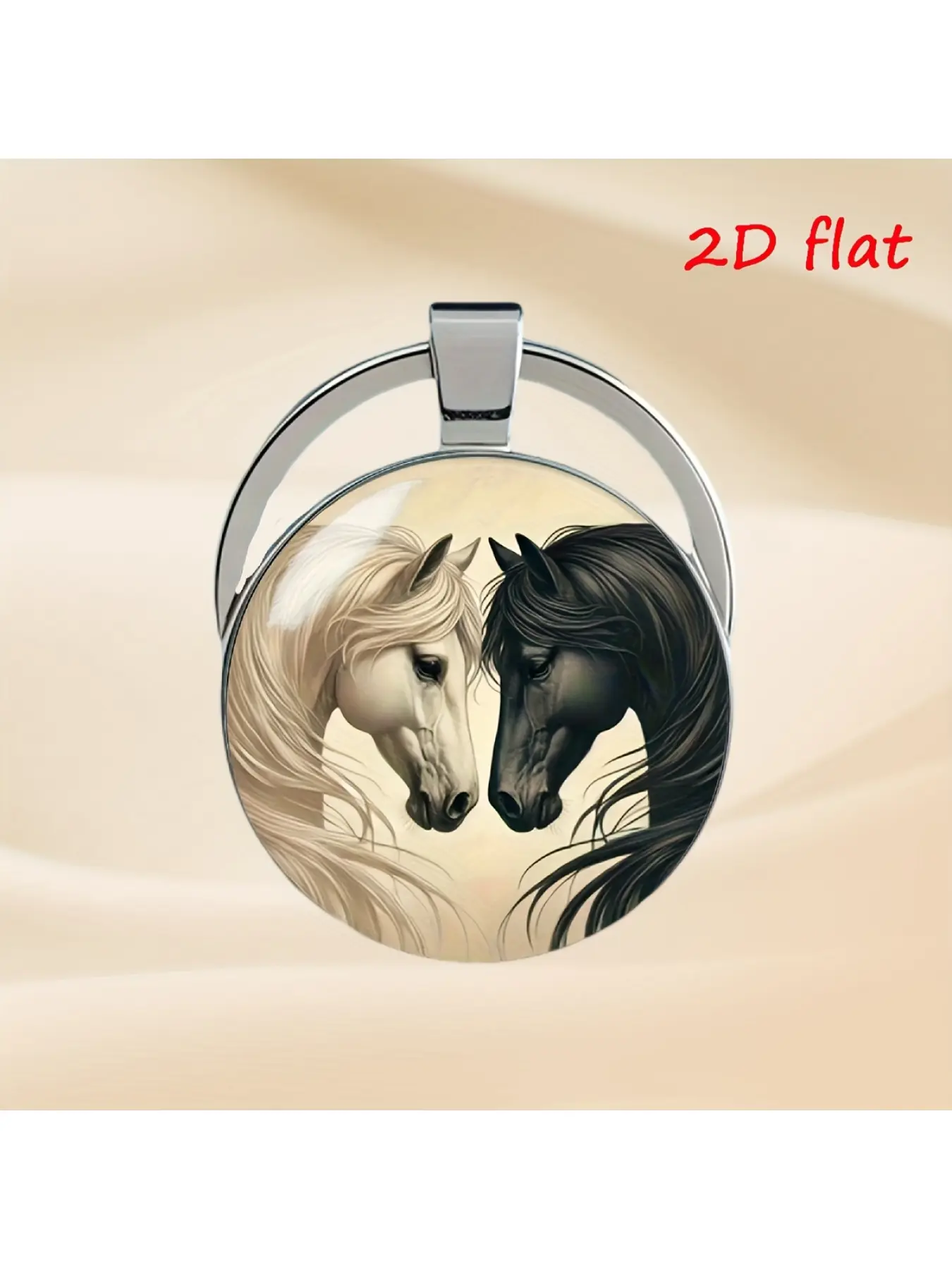 A Black And White Horse Time Gem Keychain, an Elegant Glass Keychain Featuring a Horse, The Perfect Gift for Family And Friends, Ideal for Animal Lovers, Cute Keychain