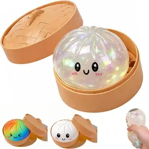Upgrade Glitter White Dumpling Squishy for Adults, Giant Dumpling Squishy, Squeeze Dough Ball Stress Relief Toys, Cute Squeeze Dough for Fidget Toys